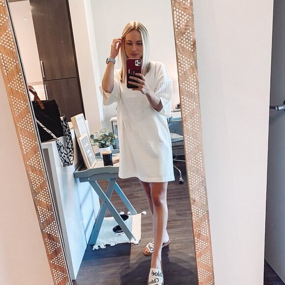 Cream Crochet Detail Shift Dress - Picture 3 of 3